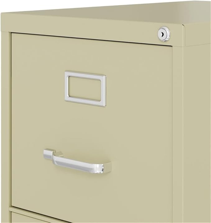 Pemberly Row Set of 3 4-Drawer Letter Width Vertical File Cabinet in Putty/Beige