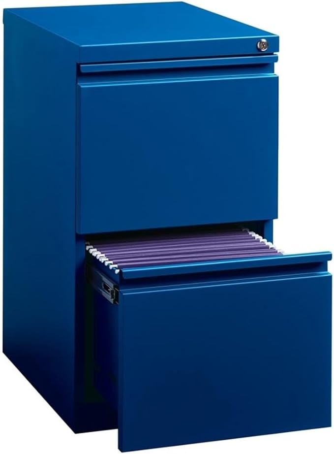 Pemberly Row 20" 2-Drawer Modern Metal Mobile Pedestal Filing Cabinet in Blue