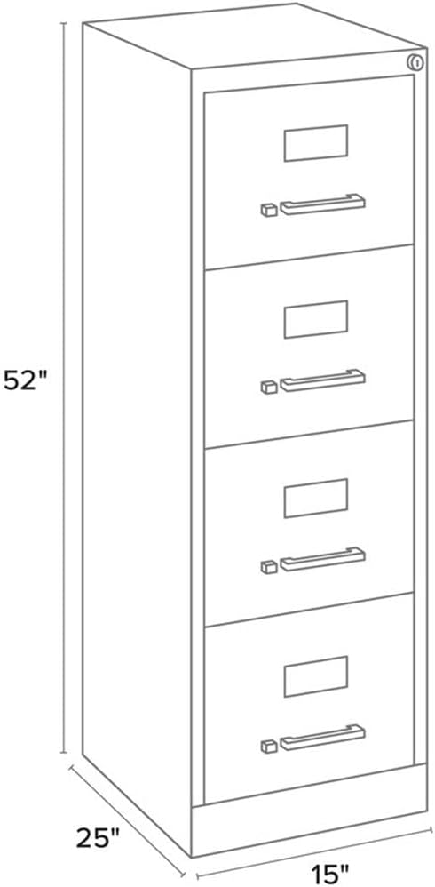 Pemberly Row Set of 3 4-Drawer Letter Width Vertical File Cabinet in Light Gray