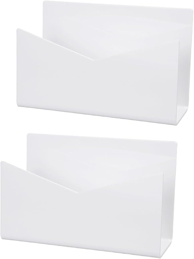 Sorandy 2 Pack Acrylic Mail Organizer, Mail Holder Stand, Vertical File Folder, Letter Sorter Desk Envelope Rack, for Home Office School Envelope Bill Filling Paper Document (White)