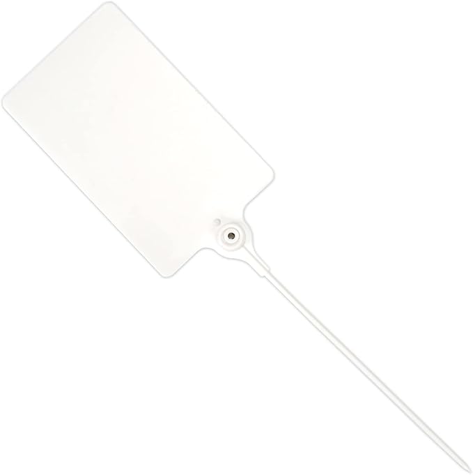 LeadSeals 100 Plastic Shipping Tags - Waterproof, Writable Labels for Security, Storage, Hanging - With Marker Pen (White)