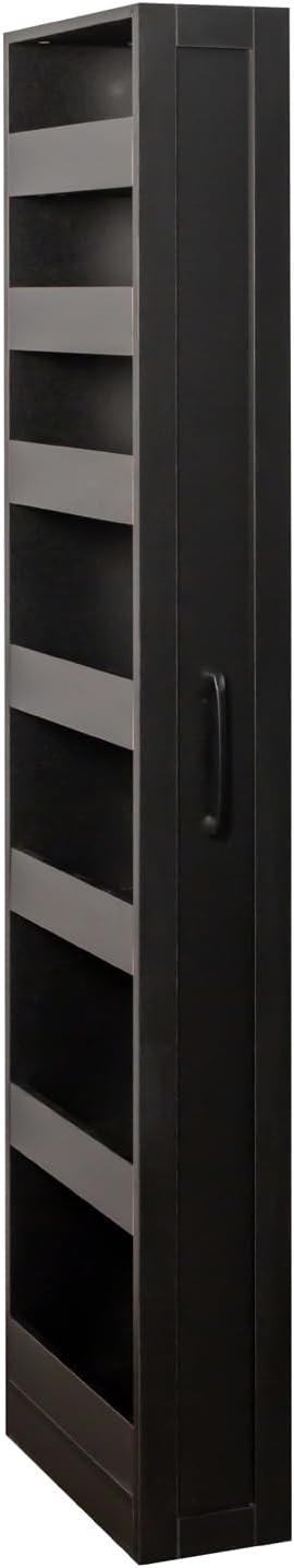 7 Tier Slim Rolling Storage Cart - Kitchen & Pantry Organizer, Narrow Storage Cabinet with Handle & Wheels, Spice Pull-Out Rack Next to Fridge Storage Shelf (Black A-7 Tier Shelf Unit)