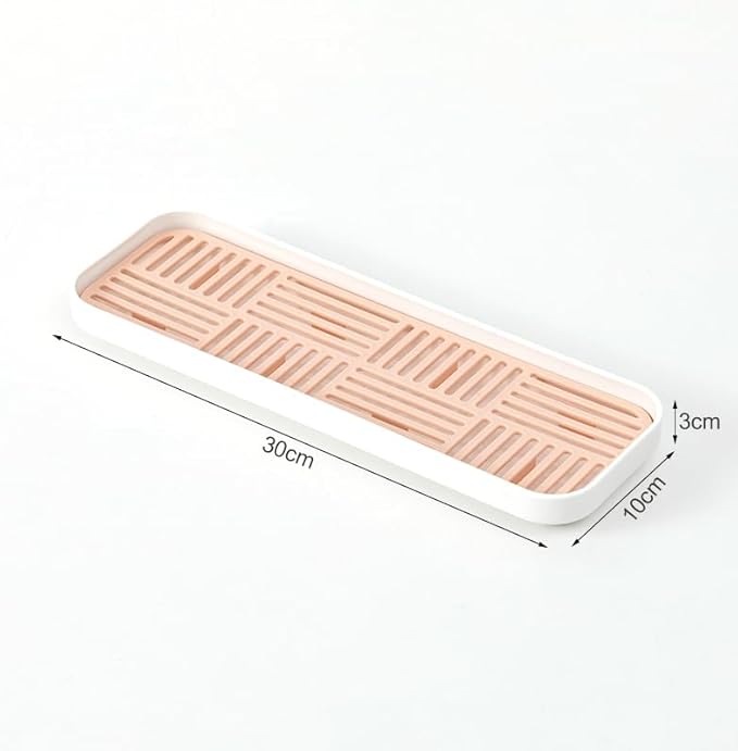 WUCYLKA Kitchen Sink Organizer Sink Caddy, Plastic Sponge & Soap Holder with Double-Layer Drain Rack – Countertop Sink Tray for Sponge, Soap, Dish Brush, Cup, and Wire Scrubber(Pink)