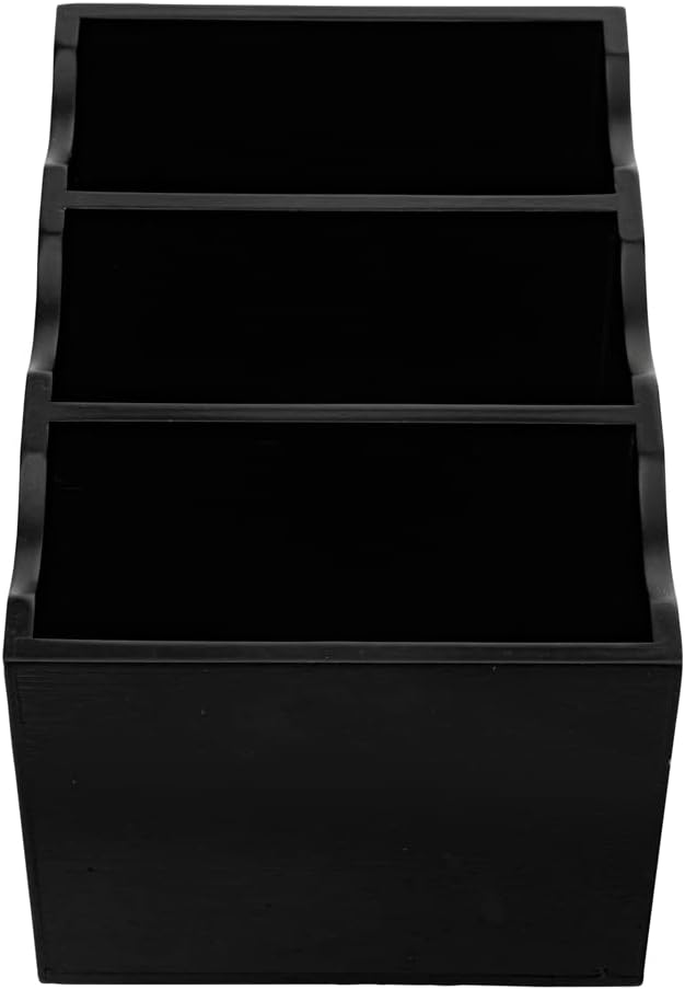 Restaurantware 8.25 x 5.5 x 4.75 Inch Flatware Display 1 Countertop Buffet Utensil Caddy - 3 Compartment For Parties Picnics Homes or Restaurants Black Bamboo Cutlery Holder Upright