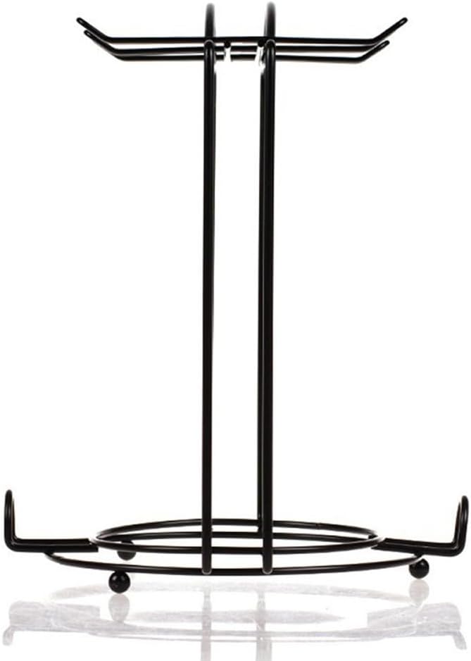 Stainless Steel Coffee Cup and Plate Storage Rack Holder for Kitchen, Dining Table, and Cabinet with 6 Mug and 5 Plate Capacity, Black