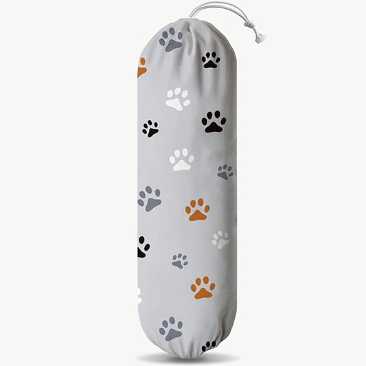Paw Prints Plastic Bag Holder, Reusable Grocery Garbage Bags Holder, Wall Mount Plastic Bags Organizer, Kitchen Housewarming Gift for Women Dog Lover, Kitchen Pattern Garbage Bag 56