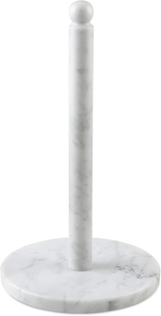 Koville Italian Marble Paper Towel Holder Countertop, Stone Rod Paper Towel Holder Stand for Kitchen Storage, for Standard or Jumbo-Sized Rolls(Bianco Carrara)