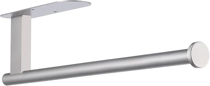 Paper Towel Holder, Upgrade SUS304 Stainless Steel Paper Towel Holder Under Cabinet, Bend-Resistant, Self-Adhesive or Drill mounting (Silver)