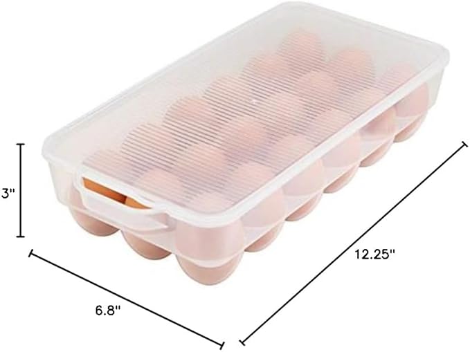 Eslite Covered Egg Holder,Egg Storage for Refrigerator,Fits 18 Eggs,Pack of 4