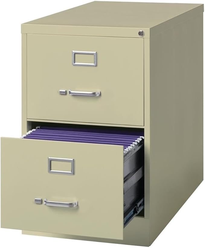Scranton & Co 25" 2-Drawer Metal Legal Width Vertical Filing Cabinet in Beige