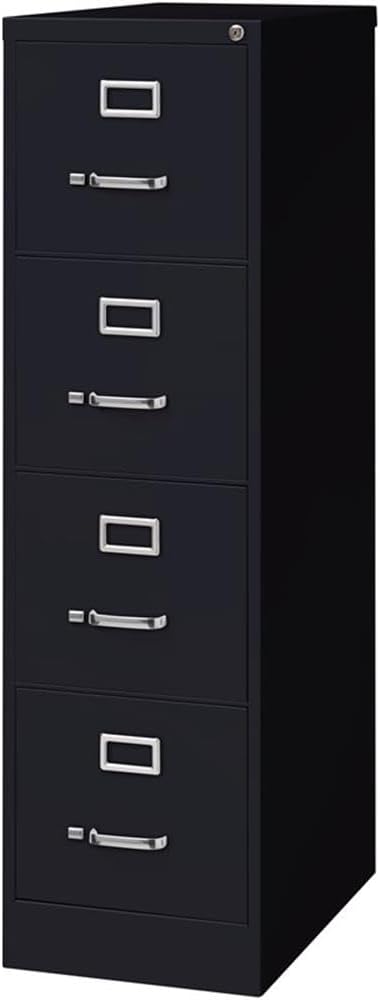 Pemberly Row Set of 6 Metal 4-Drawer Letter Width Vertical File Cabinet in Black