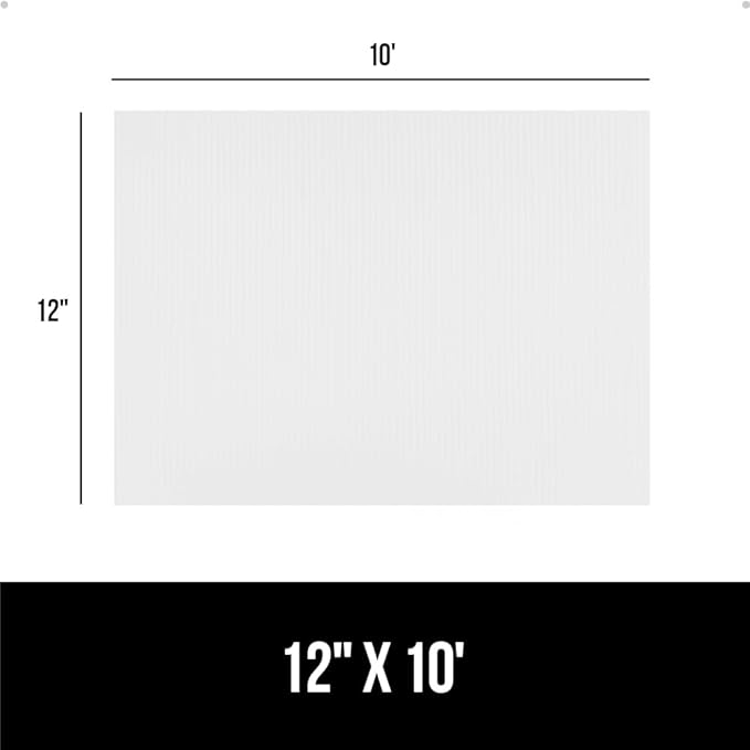 GORILLA GRIP DuraGuard Shelf Liner, Non-Adhesive Cabinet Liners for Kitchen Drawers, Shelves, Refrigerator, Pantry Storage, Bathroom Closet, Durable Waterproof BPA Free Ribbed Plastic, 12x10 White