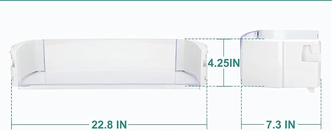 WR71X10409 Gallon Door Bin - for GE Refrigerator Door shelves - Fridge door condiments beverages organizer - Refrigerator door bin replacement - Fridge front transparent shelves bins - W 22.8 in