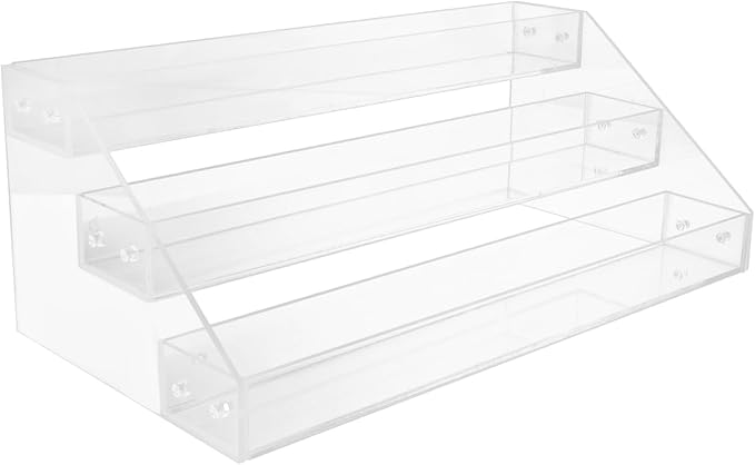 DECHOUS 3-Tier Acrylic Spice Rack Organizer Clear Tiered Spice Rack Seasoning Organizer for Countertop, Cabinet, Pantry, Kitchen Storage, 12x6.3x5.2 Inch