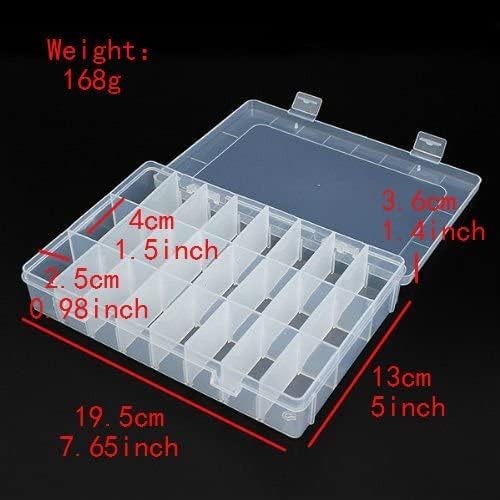 Kamay's Large Transparent Thick Hard 24 Grids Adjustable Compartment Slot Plastic Craft Storage Box Organizer For Toy Desktop Jewelry Accessory Drawer Or Kitchen Removable Dividers Container