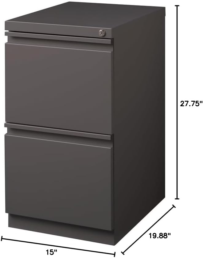 Pemberly Row 20" 2-Drawer Modern Metal Mobile Pedestal Filing Cabinet in Espresso