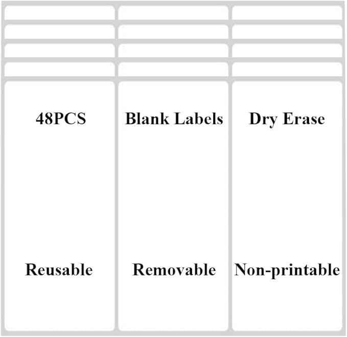48 Pcs Reusable Dry Erase Labels, Reusable Sticky Notes Labels for Storage Bins Jars Pantry Organization, Dry Erase Stickers Fit Office School Home Craft(2x4inches)