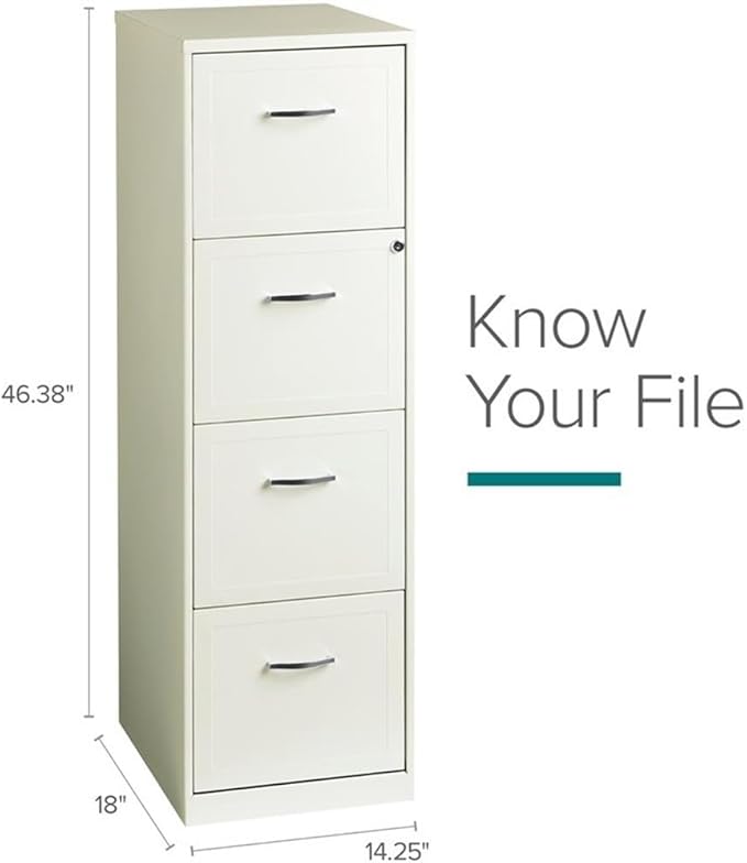 Pemberly Row 18" 4-Drawer Traditional Metal Filing Cabinet in White