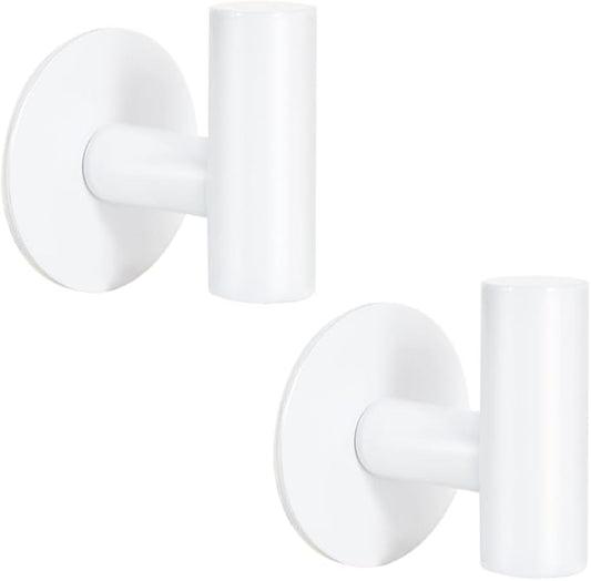 Vuzvuv Adhesive Hooks White SUS304 Stainless Steel - Self Adhesive Heavy Duty Waterproof Wall Hooks for Towel, Coat, Robe in Bathrooms Kitchen Hotel (2-Pack)