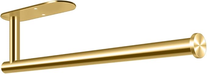 MGahyi Paper Towel Holder Wall Mount, Self Adhesive Or Drilling Paper Towel Holder Under Cabinet, 13.2 inch Stainless Steel Kitchen Paper Towel Roll Rack, Bathroom Towel Roll Hanger(Gold, Rectangle)