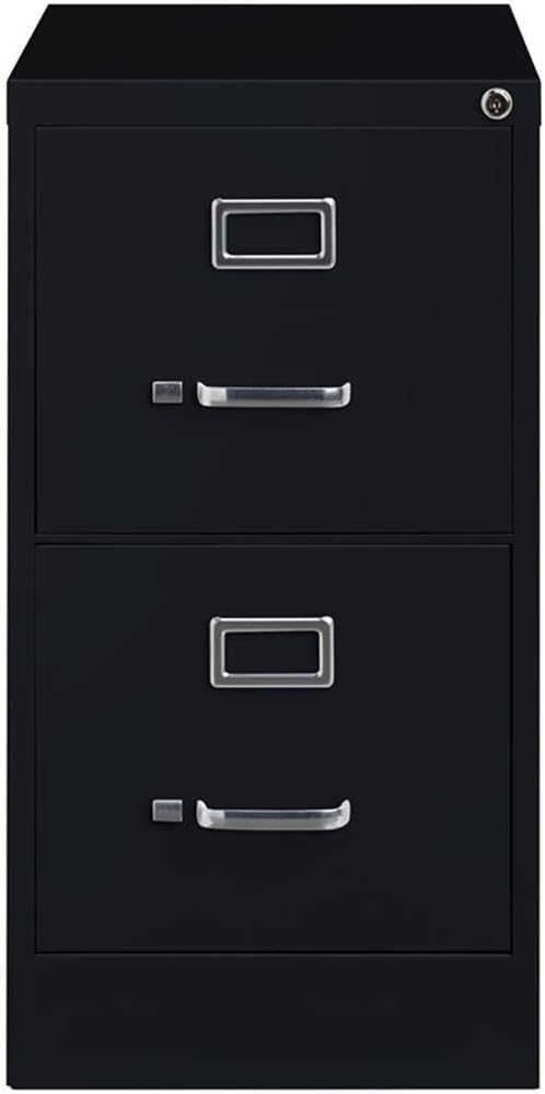 Pemberly Row 2 Drawers 28.38" Vertical Black Metal Filing Cabinet Lockable Pre-Assembled Stationary Letter Size for Home, Office