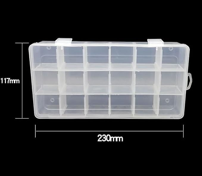 Kamay's Adjustable XL18 Compartment Slot Plastic Craft Storage Box Thick Hard Plastic Hobby Craft Storage Box Case With Snap Lock Ideal For Small Items