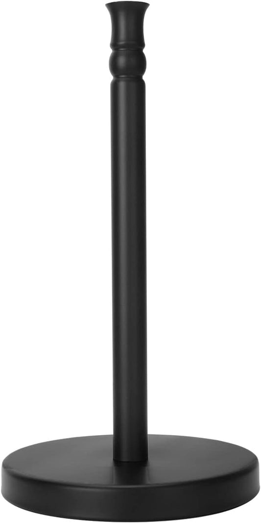 Black Paper Towel Holder Stand Countertop with Heavy Weighted Stainless Steel Base, Free Standing Paper Towel Holder (Black Matte)