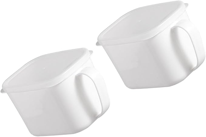 Food Storage Containers with Handles and Lids, 2pcs Small Plastic Fridge Food Containers with Labels, Airtight Cereal and Fruit Organizer for Refrigerator Storage Random Color