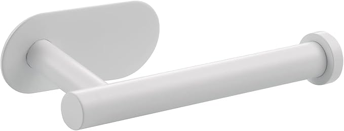 YUET Toilet Roll Holder Wall Mounted, 3M self Adhesive Toilet Roll Holder SUS 304 Stainless Steel Toilet Paper Holder No Drilling for Bathroom (White)