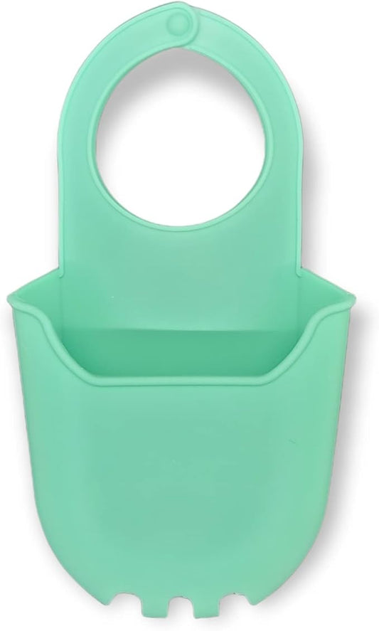 Handy Housewares Hanging Silicone Sink Caddy - for Kitchen or Bath, Hangs from Faucet, Helps Dry Sponges, Loofahs, Razors, Soap (3 Pack, Pastel Green)