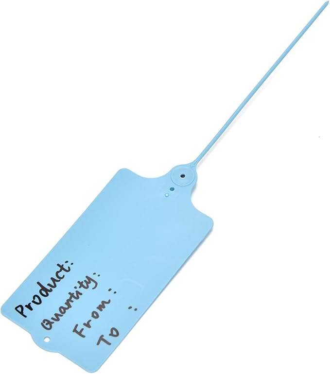 LeadSeals 100 Plastic Shipping Tags - Waterproof, Writable, Hanging Tags with One Blue Marker Pen