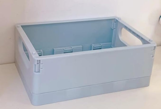 2 Pack Plastic Storage Collapsible Crate Organizer Basket Bin for Organizing Desk Drawer Shelf for Home Kitchen Bedroom Bathroom and Dorm Storage, 9.8x6.5x3.8in, Blue