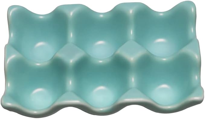 Ceramic Egg Holder Egg Tray Porcelain Fresh Egg Holder for Fridge Countertop Kitchen Storage Half Dozen 6 Cups