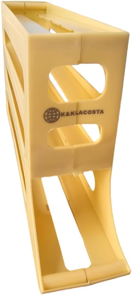 K&KLACOSTA 4 Tier Egg Tray, Automatic Egg Rolling Dispenser Rack for Storing Organizing Distributing and Rolling Eggs in Refrigerator Stackable, in Kitchens, Cabinets, Dining Tables Yellow