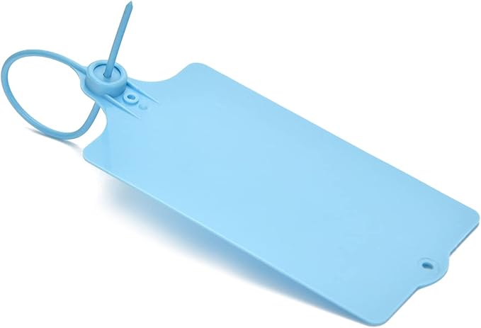 LeadSeals 100 Plastic Shipping Tags - Waterproof, Writable, Hanging Tags with One Blue Marker Pen