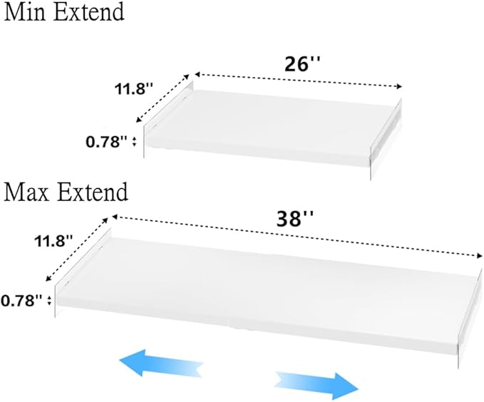 Closet Shelves Organizer 11.8''Width, Adjustable Wardrobe Shelf Organizer System, Metal Shelf for Kitchen Cabinet Wardrobe Cupboard, 2 Pack