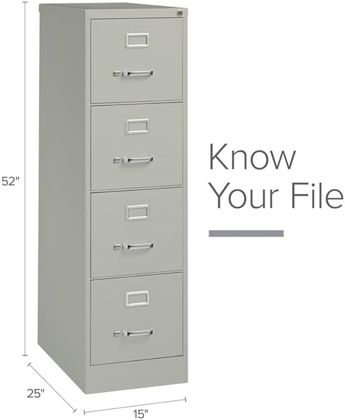 Pemberly Row Set of 3 4-Drawer Letter Width Vertical File Cabinet in Light Gray
