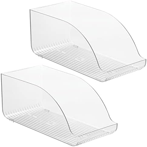 mDesign Compact Plastic Kitchen and Pantry Storage Organizer Bin for Tall Skinny Soda/Pop Cans - Kitchen, Pantry, Cabiner, Freezer, Refrigerator - 2 Pack - Clear - 14 x 6.75 x 6