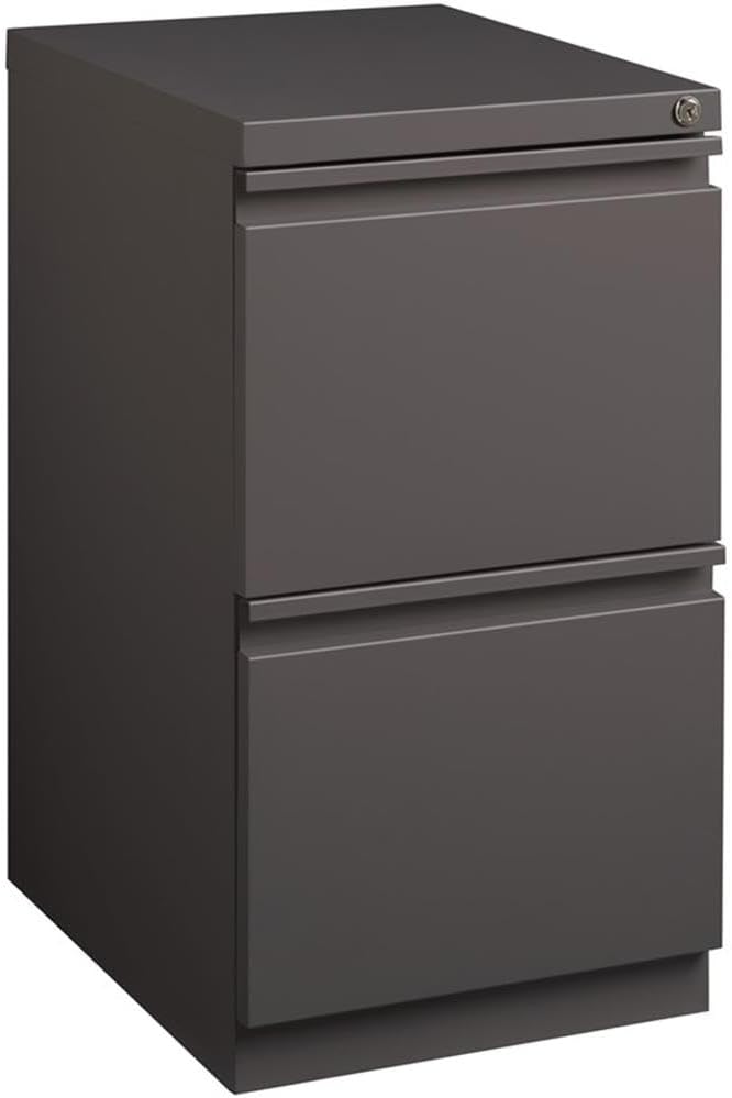 Pemberly Row 20" 2-Drawer Modern Metal Mobile Pedestal Filing Cabinet in Espresso