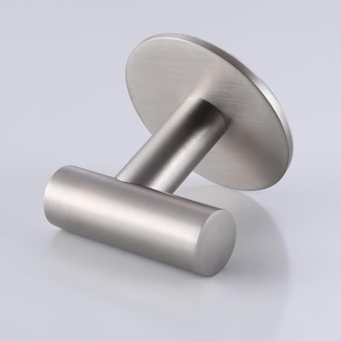 Zuvky Self Adhesive Hooks 304 Stainless Steel Heavy Duty Hangers Without Nails for Bathrooms Kitchen Livingroom Garage Hotel Towel Hook-2 Pack (Silver)