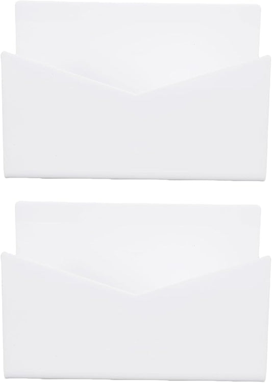 Sorandy 2 Pack Acrylic Mail Organizer, Mail Holder Stand, Vertical File Folder, Letter Sorter Desk Envelope Rack, for Home Office School Envelope Bill Filling Paper Document (White)