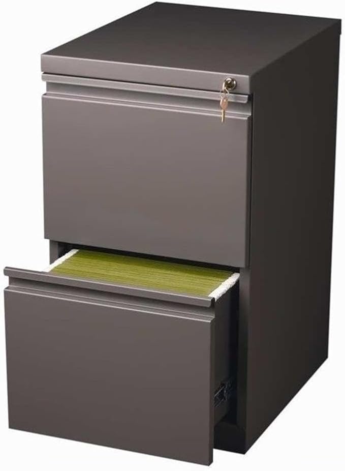 Pemberly Row 20" 2-Drawer Modern Metal Mobile Pedestal Filing Cabinet in Espresso