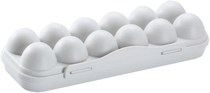 Egg Holder Refrigerator Egg Holder 12 Count Egg Storage Container Plastic Covered Egg Tray Dozen-section Carrier Bin with Lid for Fridge Kitchen Home Egg Organizer for Refrigerator