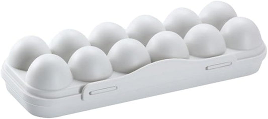 Egg Holder Refrigerator Egg Holder 12 Count Egg Storage Container Plastic Covered Egg Tray Dozen-section Carrier Bin with Lid for Fridge Kitchen Home Egg Organizer for Refrigerator