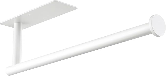 White Paper Towel Holder, Self Adhesive Paper Towel Roll Holder Under Cabinet, Stainless Steel Wall Mount Towel Paper Holder for Kitchen, Bathroom, RV