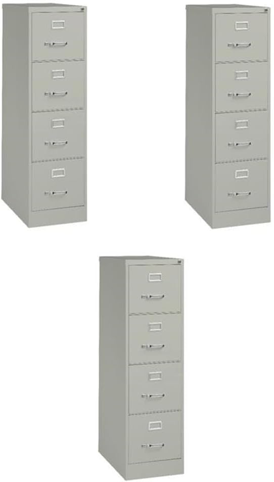 Pemberly Row Set of 3 4-Drawer Letter Width Vertical File Cabinet in Light Gray