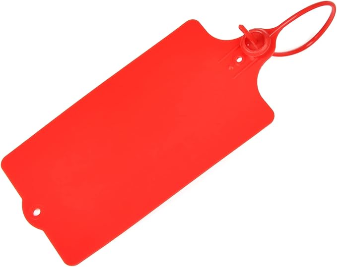 LeadSeals 100 Plastic Shipping Tags - Waterproof, Writable, Hanging Tags with One Red Marker Pen
