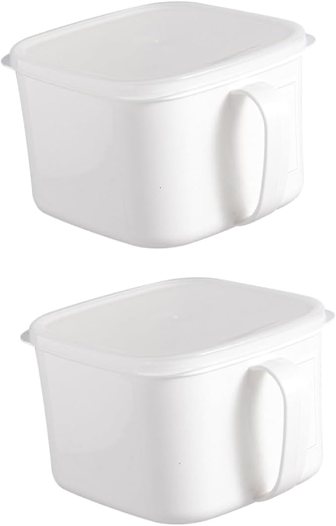 2pcs Large White Food Storage Containers with Handles and Labels, Plastic Airtight Fridge Fresh-keeping Boxes for Fruits, Cereals, Dry Food Organization