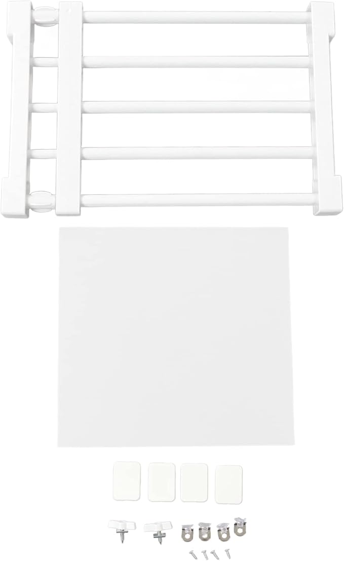 Closet Tension Shelf, Rod Expandable Storage Rack Adjustable Organizer Divider Separator Wardrobe Cupboard Hanging Shelves Pack No Slip Grip Cabinets Inside Capacity (38‑55cm /
