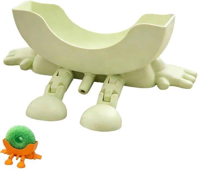 Fun Sponge Stand, 3D Printed Sink Draining Sponge Holder, Cute Sitting Kitchen Caddy Gadgets with Hanging Legs, Countertop Organizer for Sink Edge & Counter Decor, For Daily Cleaning(Green)